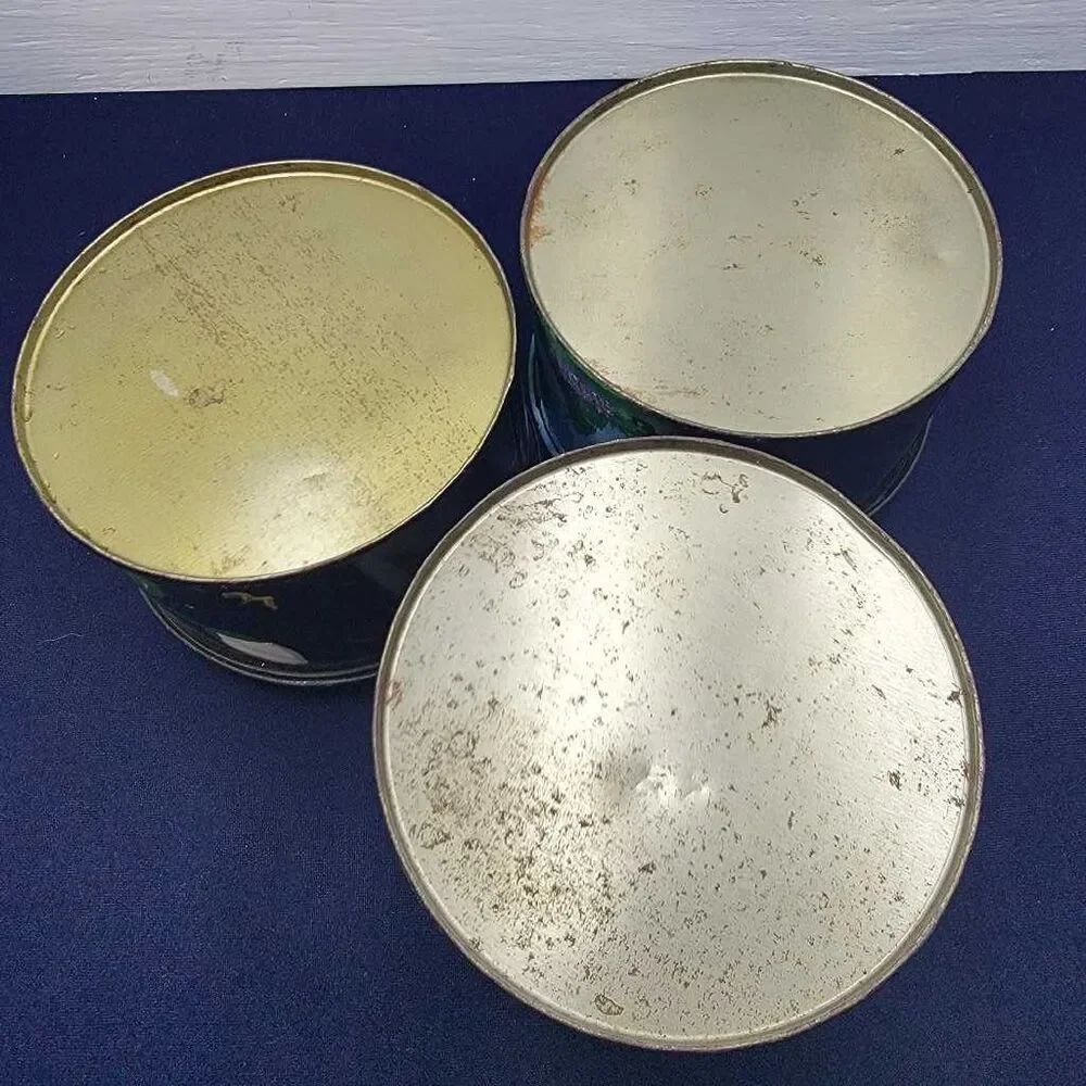 Vintage Black Floral Farmhouse Tin Set 3 Round Storage Canisters Decor
